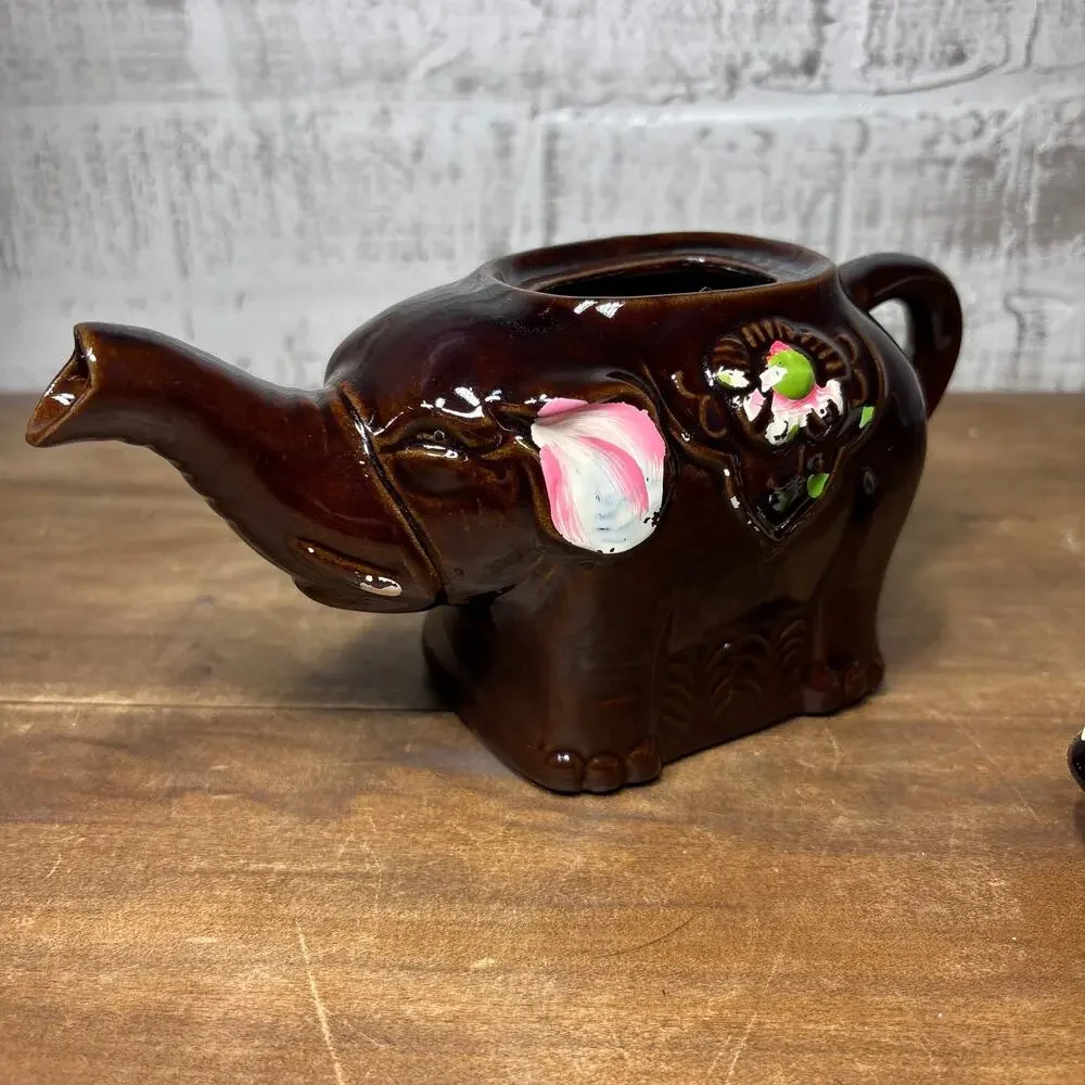 Vintage Japanese Floral Elephant Teapot